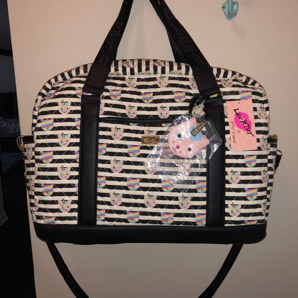 Betsey Johnson Rainbow Cat Large Weekender Bag